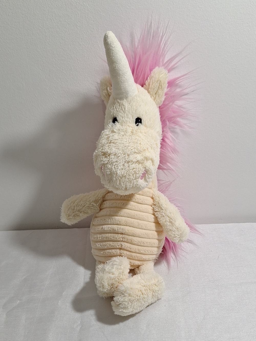 Jellycat Plush Cream Unicorn with Pink Mane